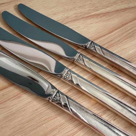 Oneida Evening Star Silverplated Knives Set Of 4 1950s Floral Pattern 8.5" - Picture 4 of 11
